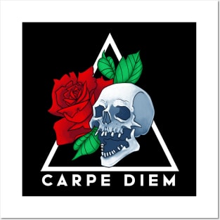 Skull and Rose Carpe Diem Posters and Art